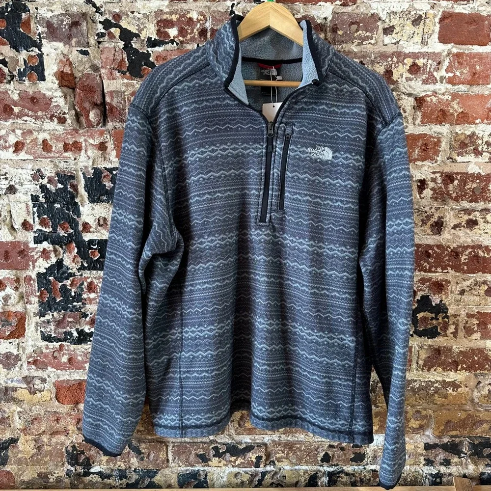 The North Face Long Sleeve Gray Aztec Pullover 1/4 Zip Mens XL